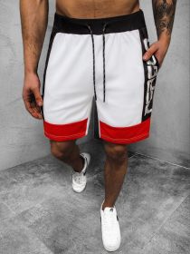 Men's Shorts Sports Fitness Running Shorts Five-point Pants (Option: White-3XL)